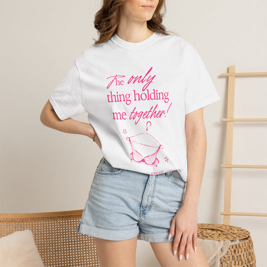 Holding Me Together T-Shirt — Funny Pink Bikini Graphic Tee