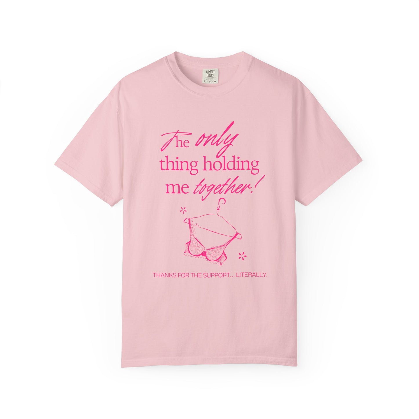 Holding Me Together T-Shirt — Funny Pink Bikini Graphic Tee