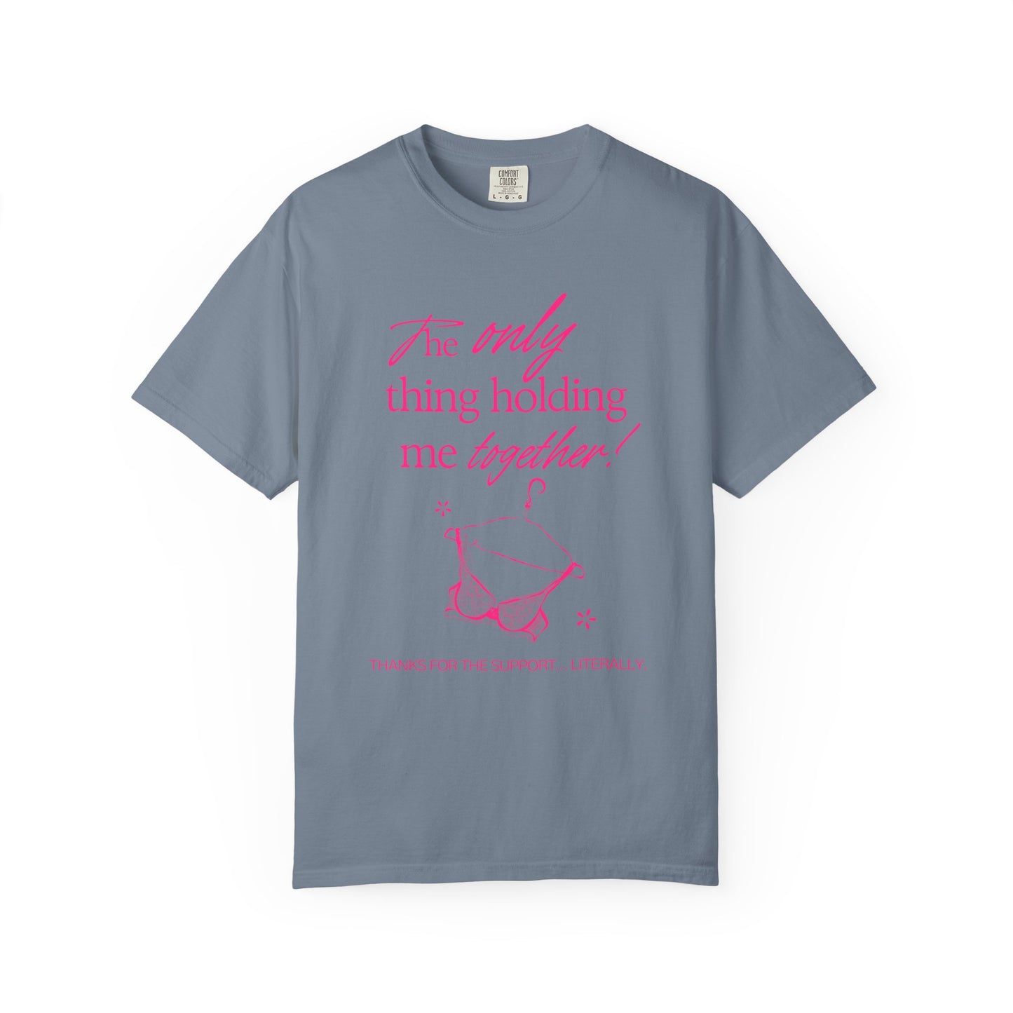 Holding Me Together T-Shirt — Funny Pink Bikini Graphic Tee