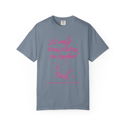 Holding Me Together T-Shirt — Funny Pink Bikini Graphic Tee