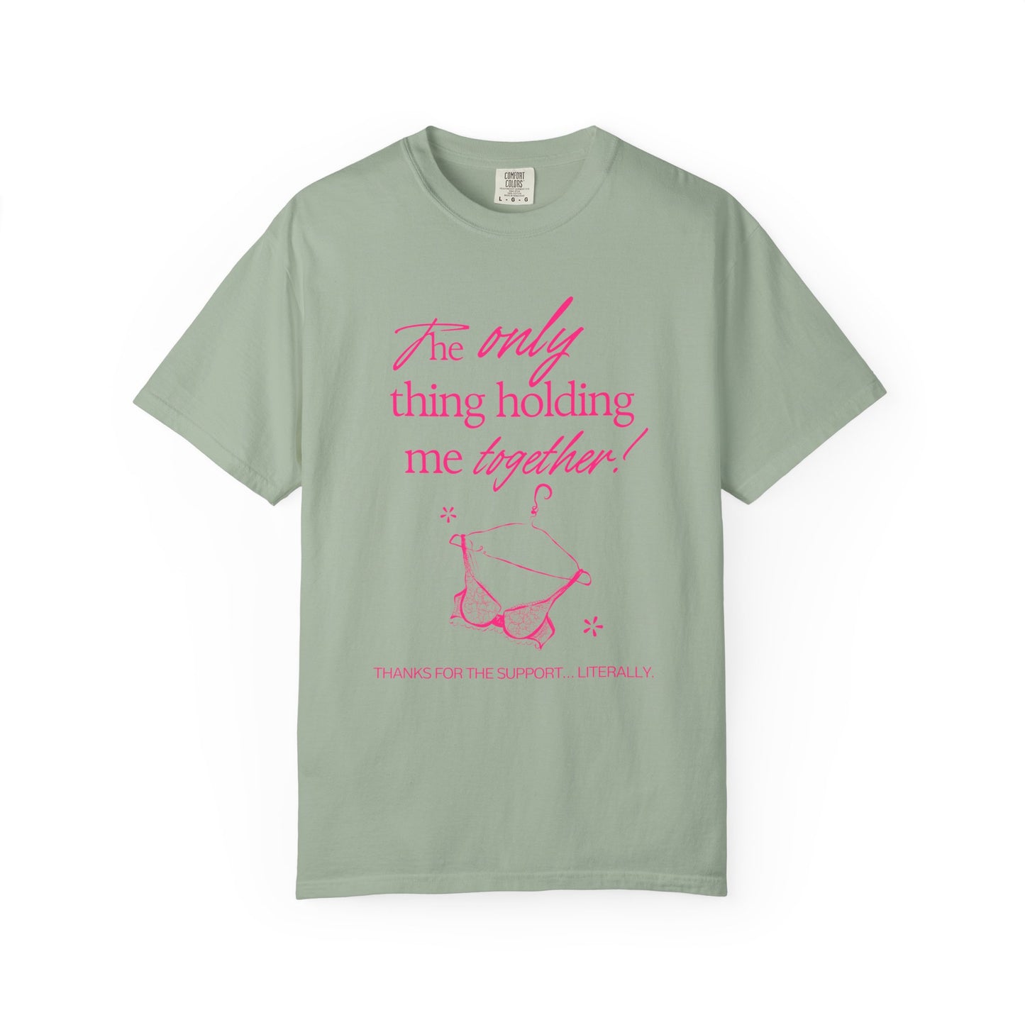 Holding Me Together T-Shirt — Funny Pink Bikini Graphic Tee