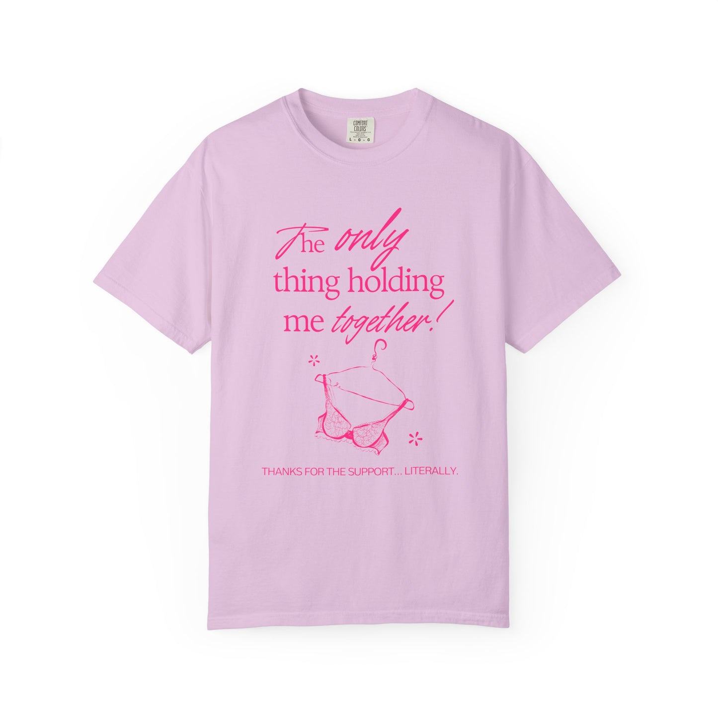 Holding Me Together T-Shirt — Funny Pink Bikini Graphic Tee