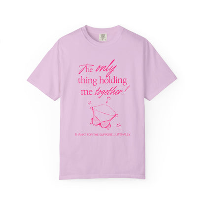 Holding Me Together T-Shirt — Funny Pink Bikini Graphic Tee