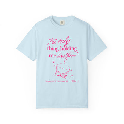 Holding Me Together T-Shirt — Funny Pink Bikini Graphic Tee